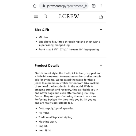 J. Crew Toothpick Jean With Let-down Hem - Picture 8 of 8